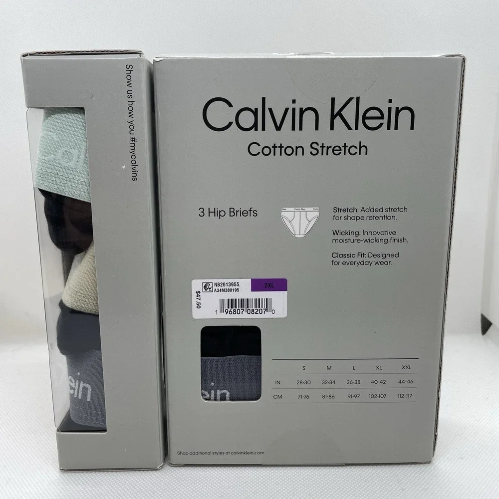 Calvin Klein Men's Cotton‎ Stretch Hip Briefs 6 Pack XXL 2XL Classic Fit
